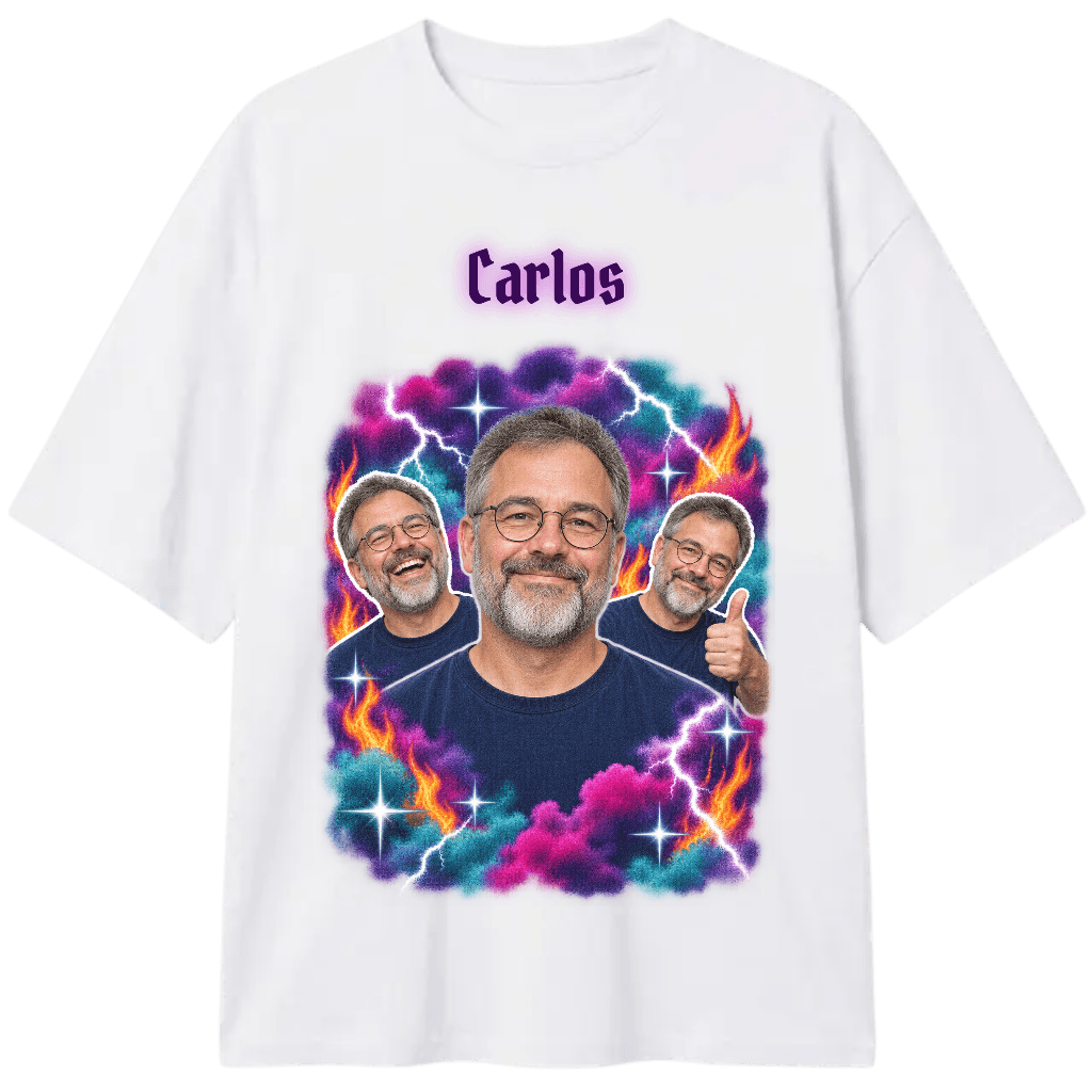Camiseta branca com estampa bootleg anos 90, foto 2 de 3