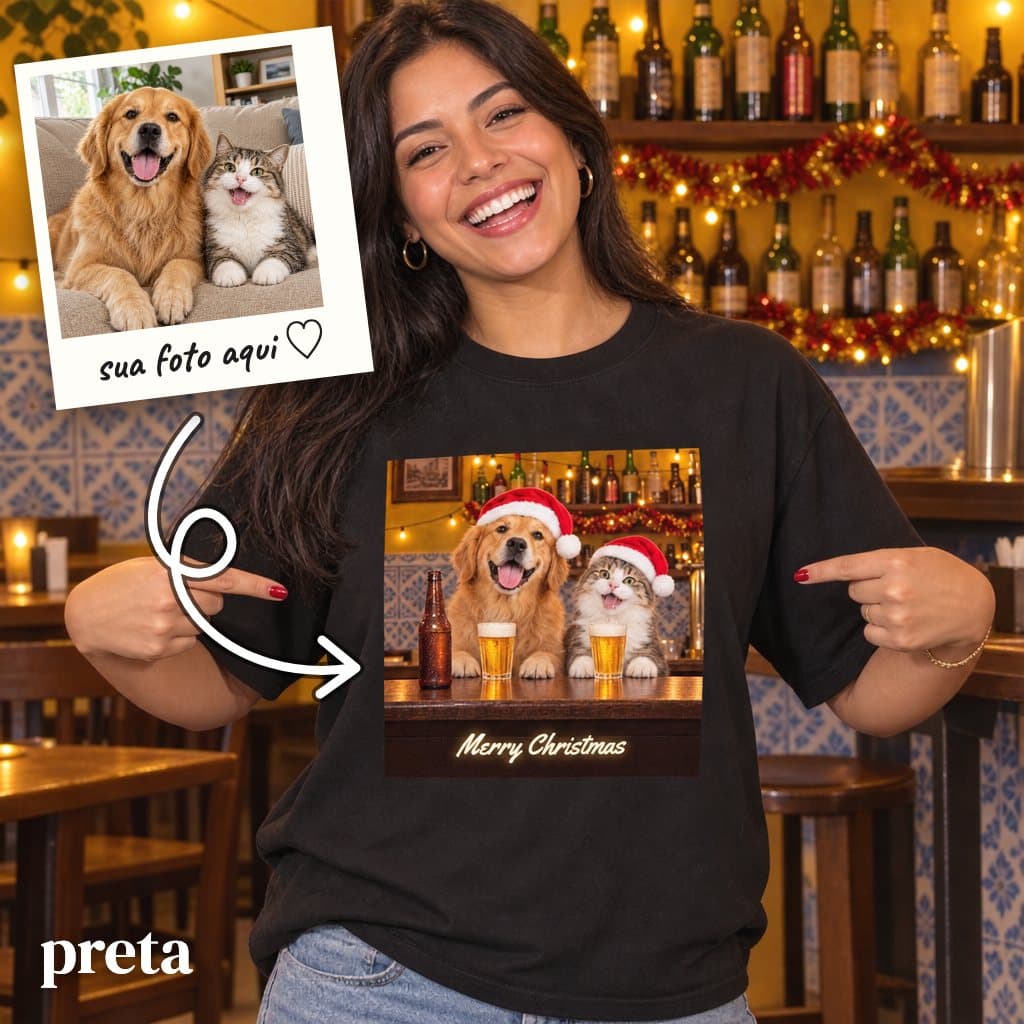 Camiseta de Natal com pet no boteco, foto 1 de 7