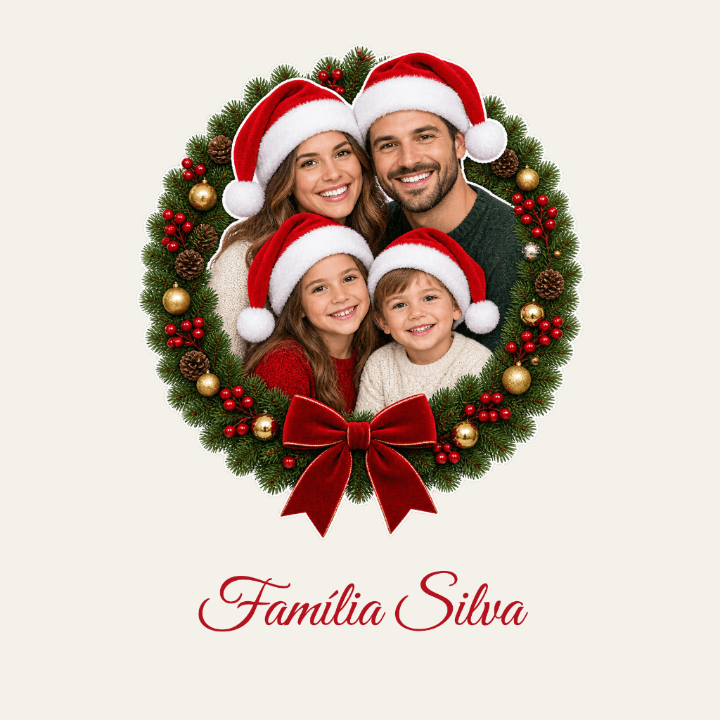 A estampa da família na guirlanda, com o nome da família, foto 3 de 3