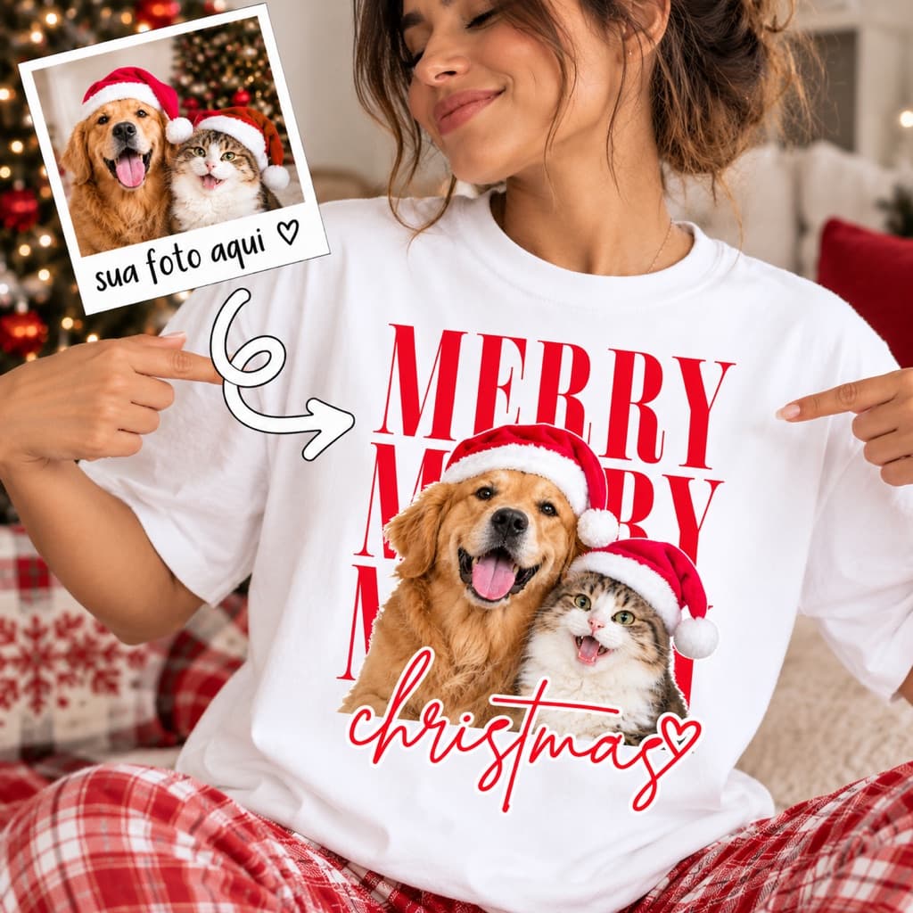 Dois pets com a camiseta de Natal, foto 2 de 7